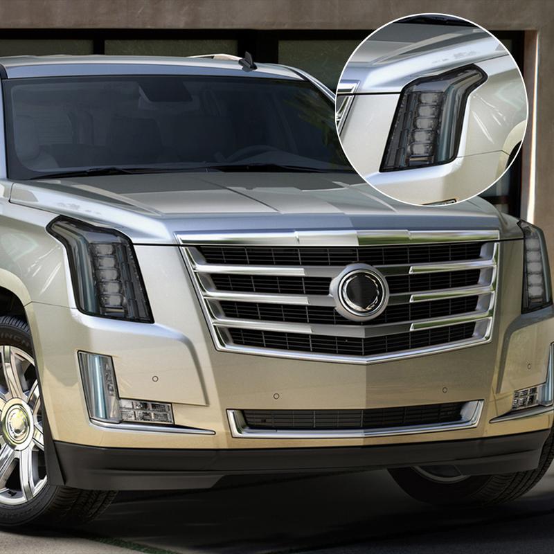 High-Gloss Smoke Black TPU Headlight Protective Film for Cadillac Escalade /IQ Pre-Cut PPF Anti-Scratch Vinyl Wrapping Kit