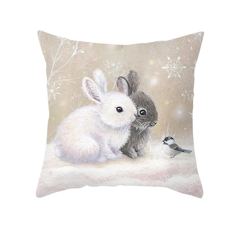Santa Claus Sleeper Christmas Tree Dog Bunny Decorative Pillow Set Bedroom Sofa Dining Room Pillow Cover
