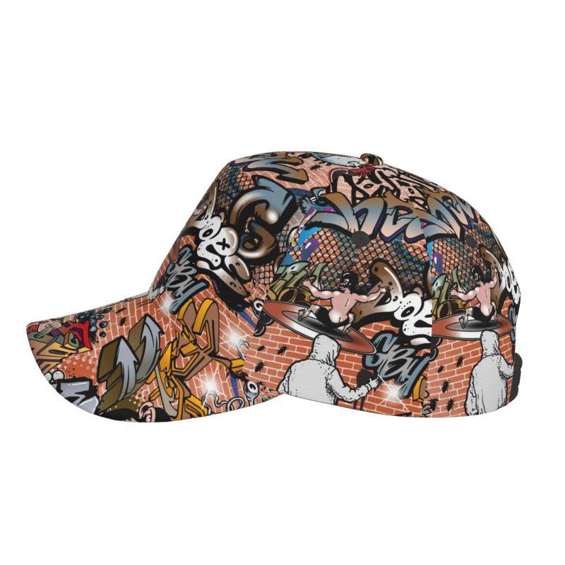 Individueller Hip Hop Graffiti Stil Kunstdruck Baseballkappe Unisex Verstellbare Baseballkappe Graffiti Doodle Sport Sonnenschutzmützen für Damen Herren