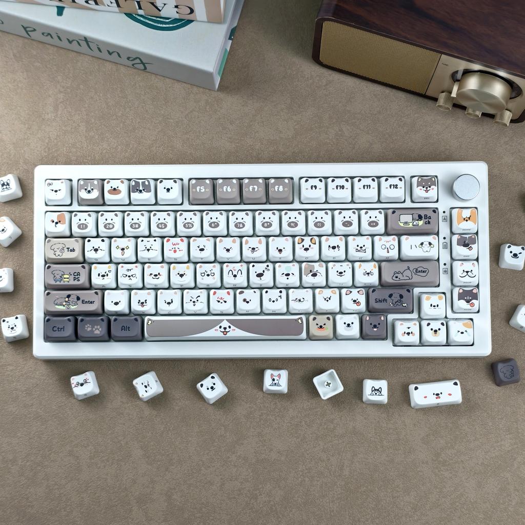 MAIMOOO Cute Puppy Keycaps Cat Head MAO PBT Square Key Cap Thermal Sublimation Mechanical Keyboard Keycap Dog Set For AULA F75