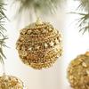 Gold Glitter Christmas Tree Ball Hanging Ornaments Sequin Foam Christmas Ornaments Xmas Tree Decorations