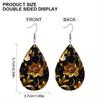 Vintage Style Golden & Pink Flower Pattern PU Leather Earrings for Women Elegant Earrings Birthday Gifts Mother's Day Gifts Christmas Gifts