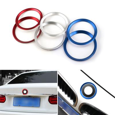 Aluminum Alloy 2pcs Car Chrome Front & Rear Logo Circle Ring Cover Trim For BMW 3 4 Series M3 M4 F30 F31 F32 F34
