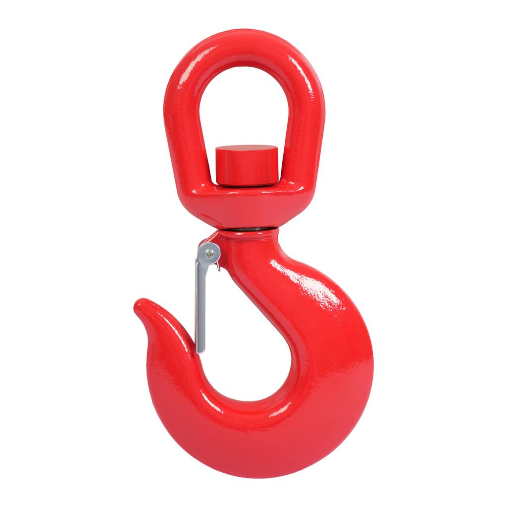 Locking Swivel Hook, Heavy Duty Swivel Lifting Hook, Lifting Hook with Safety Latch, 1* Locking Swivel Hook, Red Alloy Steel
