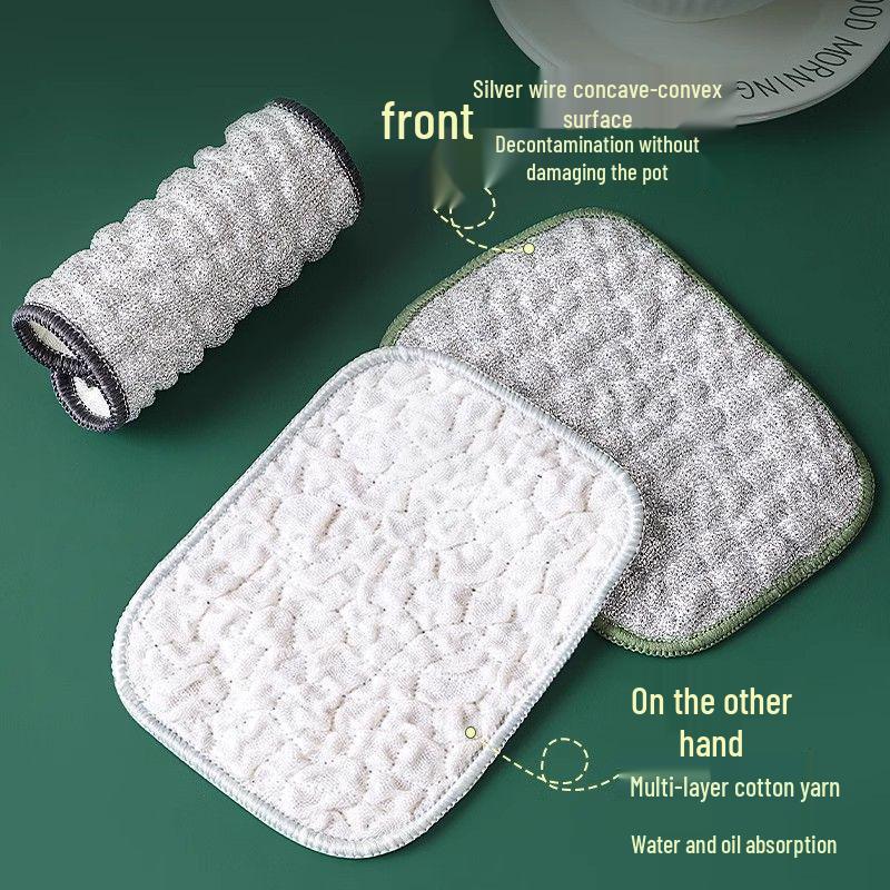 Bubble Silver Wire Dishwashing Pad: Double-Sided Thickened Steel Wool for Kitchen Cleaning and Pot Scrubbing.