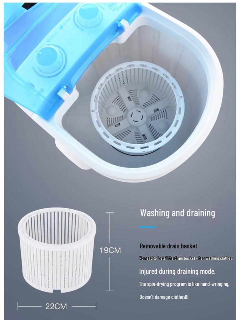 Compact Semi-Automatic Washing Machine with Spin-Dryer for Socks, Children's & Baby Clothes