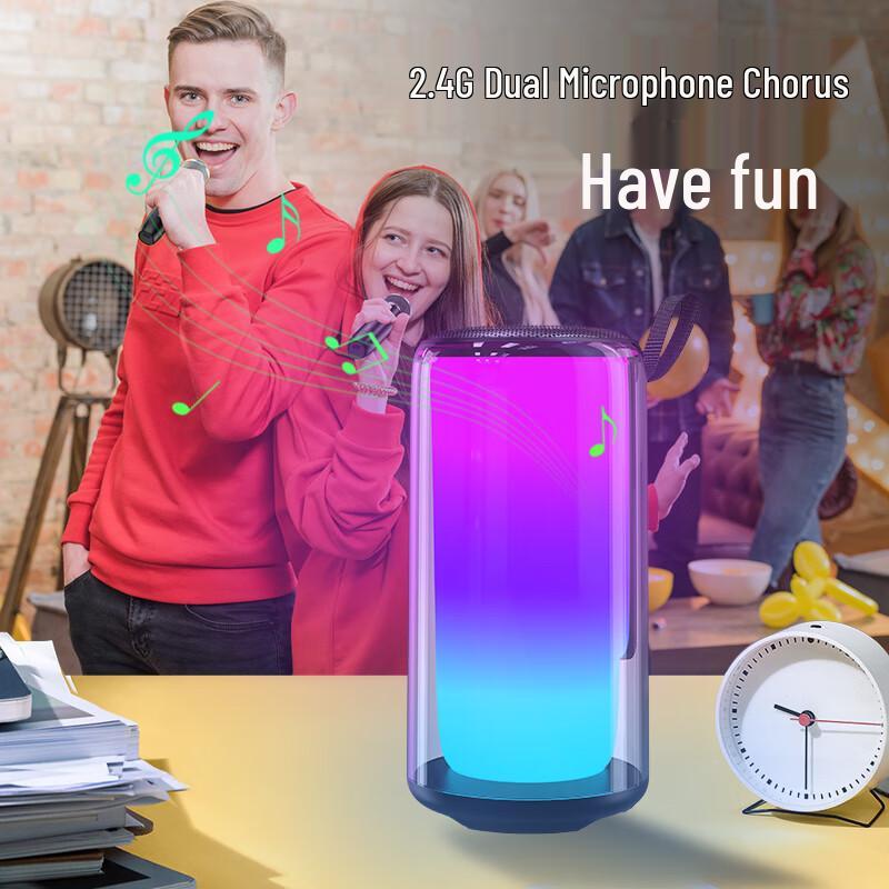 Soaiy Smart Portable Karaoke Speaker System with Wireless Microphones