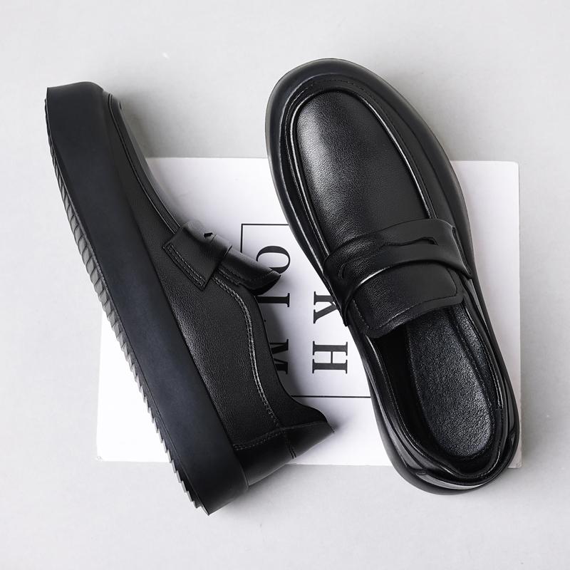 Men Casual Platform Shoes Slip-on Driving Shoe Business Office Dresses Black Tide Original Leather Loafers Breathable Footwear