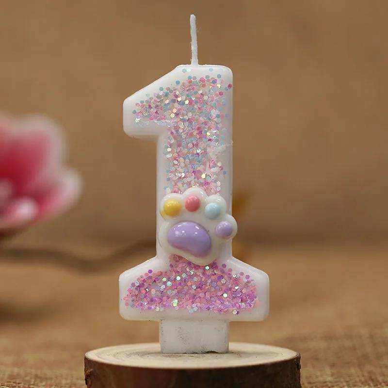 3D Number Birthday Candle Pink Glitter Unicorn Cake Decorating Party Anniversary Cake Decor for Cake Children's Birthday Candle