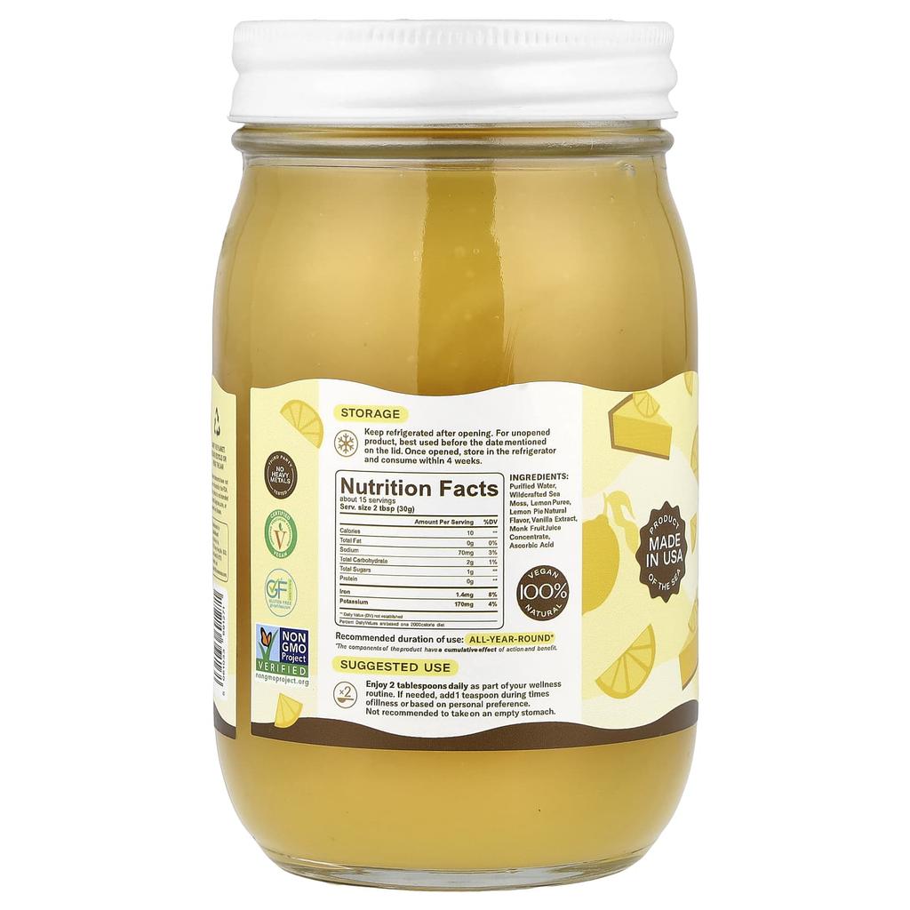 True Sea Moss Natural Superfood, Lemon Pie, 473ml (16 Fl Oz)