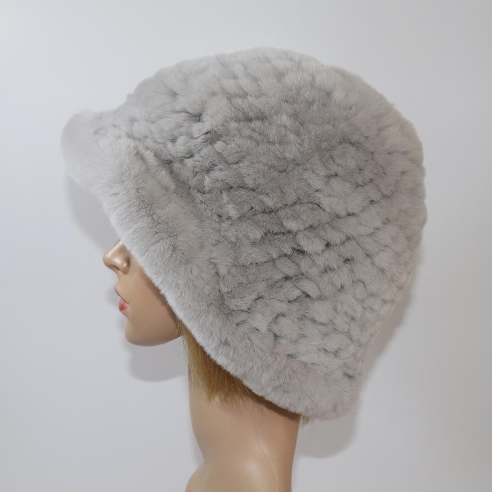 Knitted Winter Women Real Rex Rabbit Fur Hat Natural Warm Rex Rabbit Fur Hats Lady Quality Thick Genuine Rex Rabbit Fur Cap