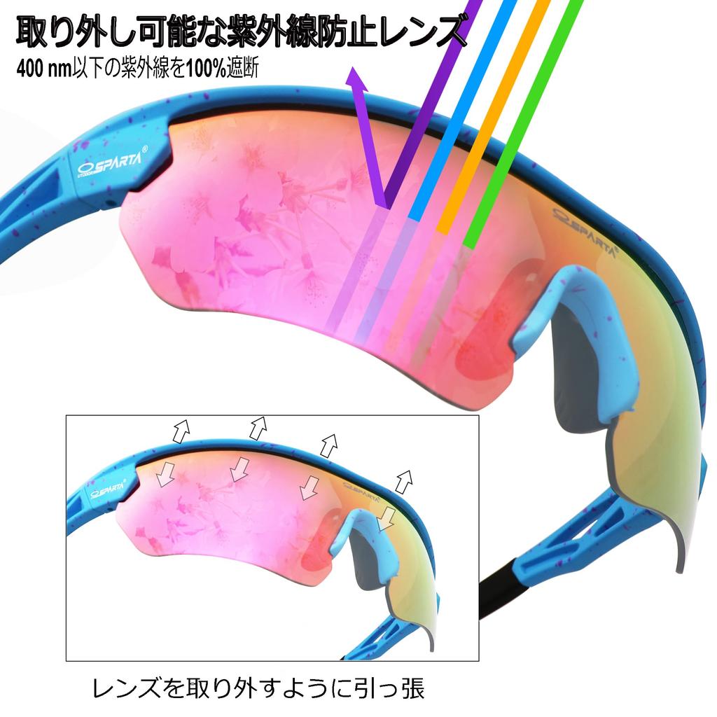 [OUTDOORSPARTA] Sports Sunglasses (8. Blue bezel with color points, all-lens mirror pink)