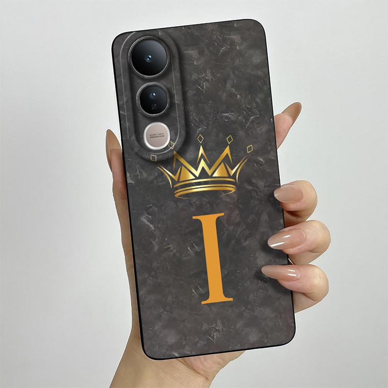 For Vivo V50 Lite Case V2441 Fashion Crown Letters Phone Shell Soft Liquid Silicone Back Cover Full Protection Shockproof Bumper