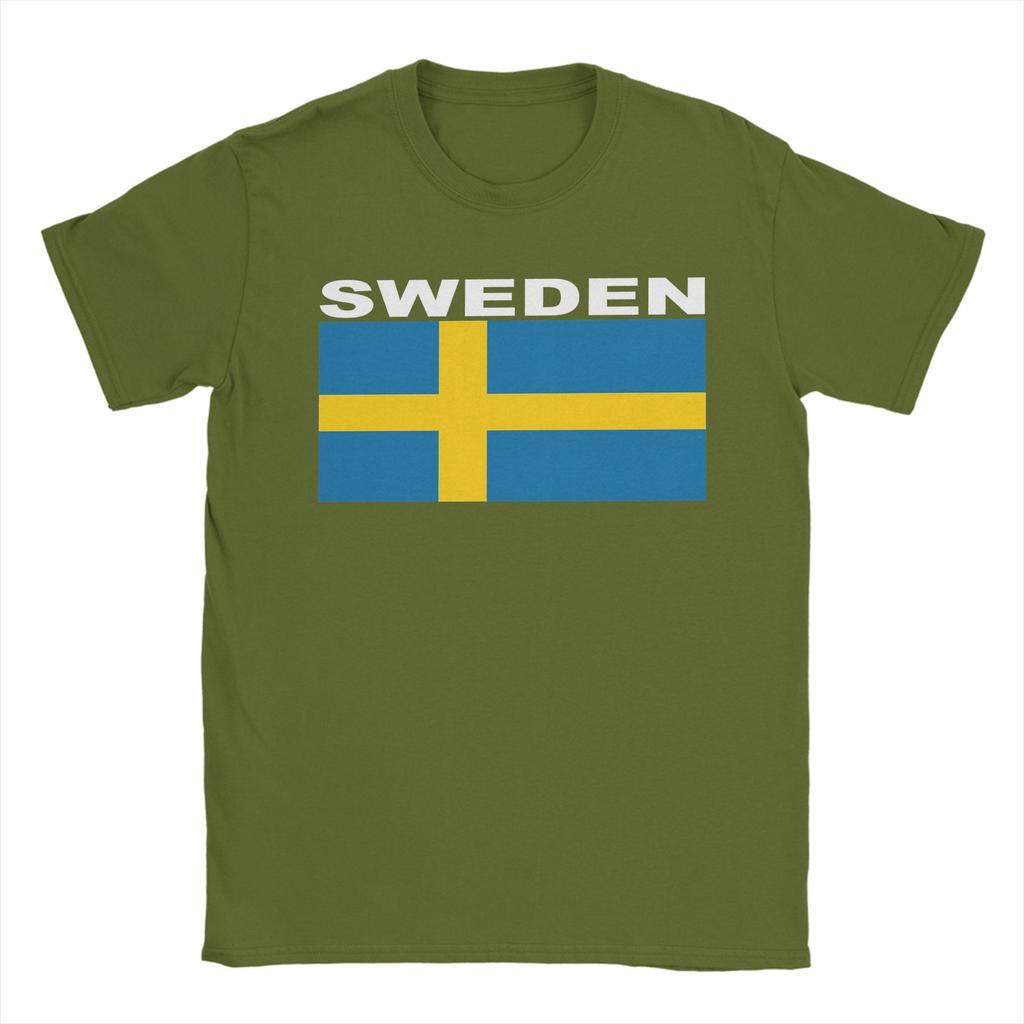 Sweden Swedish flag TShirt Unisex Hipster 100 Cotton Tee Shirt O Neck Short Sleeve T Shirt Big Size Clothes
