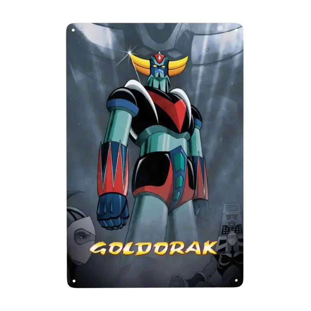 Vintage Goldorak Grendizer Metal Tin Sign  Custom Anime UFO Robot Goldrake Wall Art Decor for Pub Cafe Yard  Rectangle Plaque