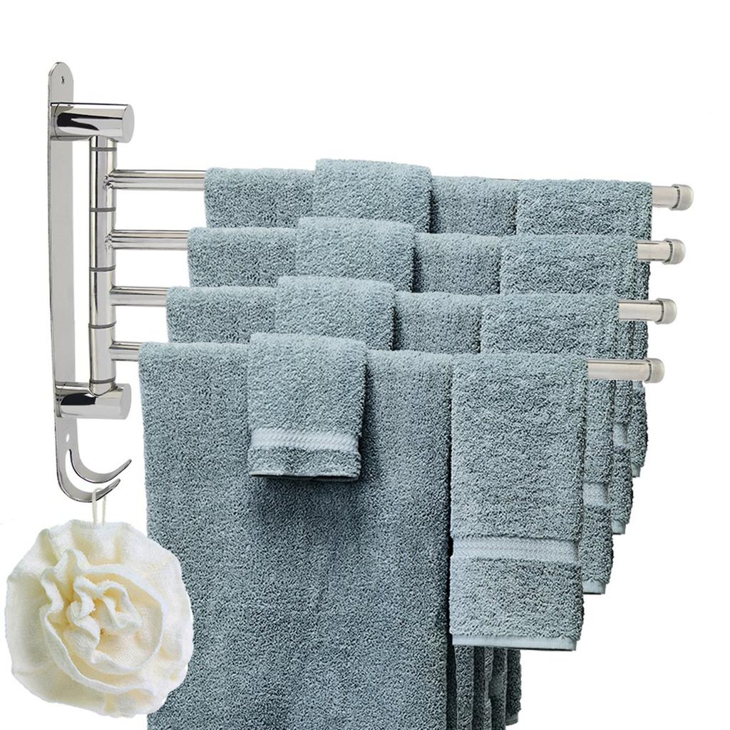 4 swivel Towel Rack Bar Rod Rail Holder Bathroom Kitchen 304 Stainless Steel