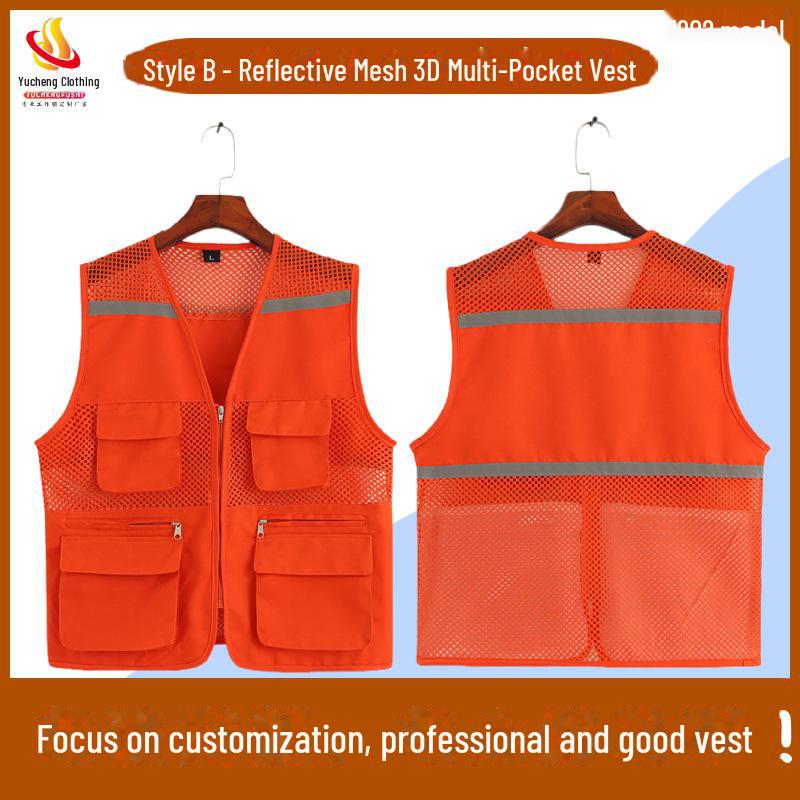 Custom Logo Emergency Management Safety Vest - Multi-Pocket Workwear for Photojournalists