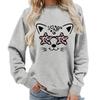 Leopard Print Round Neck Women's Hoodie - Autumn/Winter Casual Loose Fit, European Size