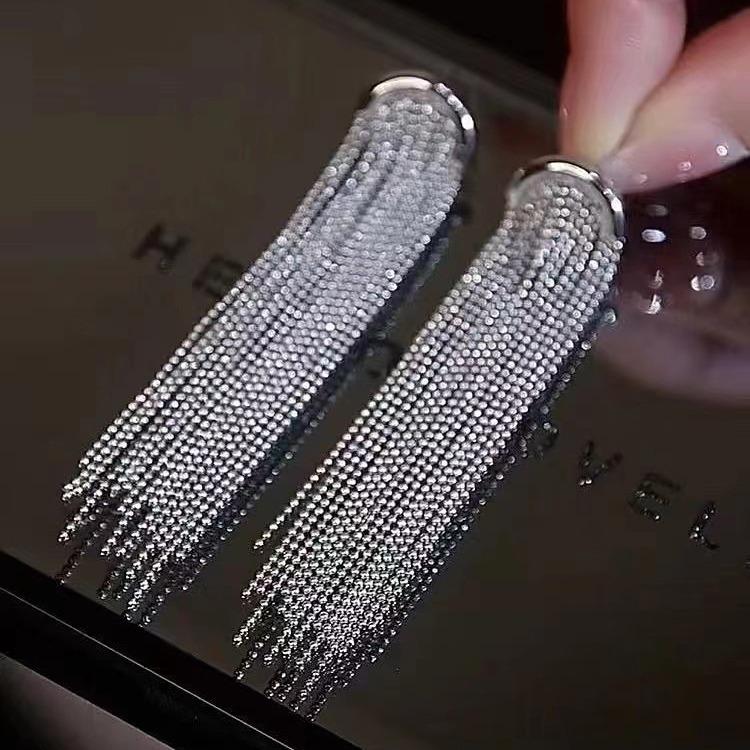S925 Sterling Silver Sleek Tassel Earrings - Elegant, High-End, Versatile Design for Women