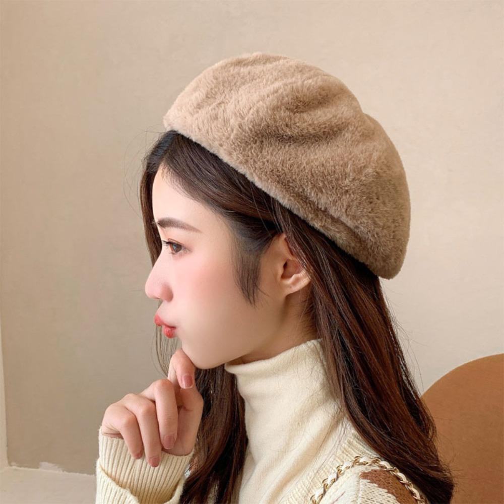 Fashionable Beret Soft and Skin Friendly Warm Hat Leisure Plush Hat  Summer