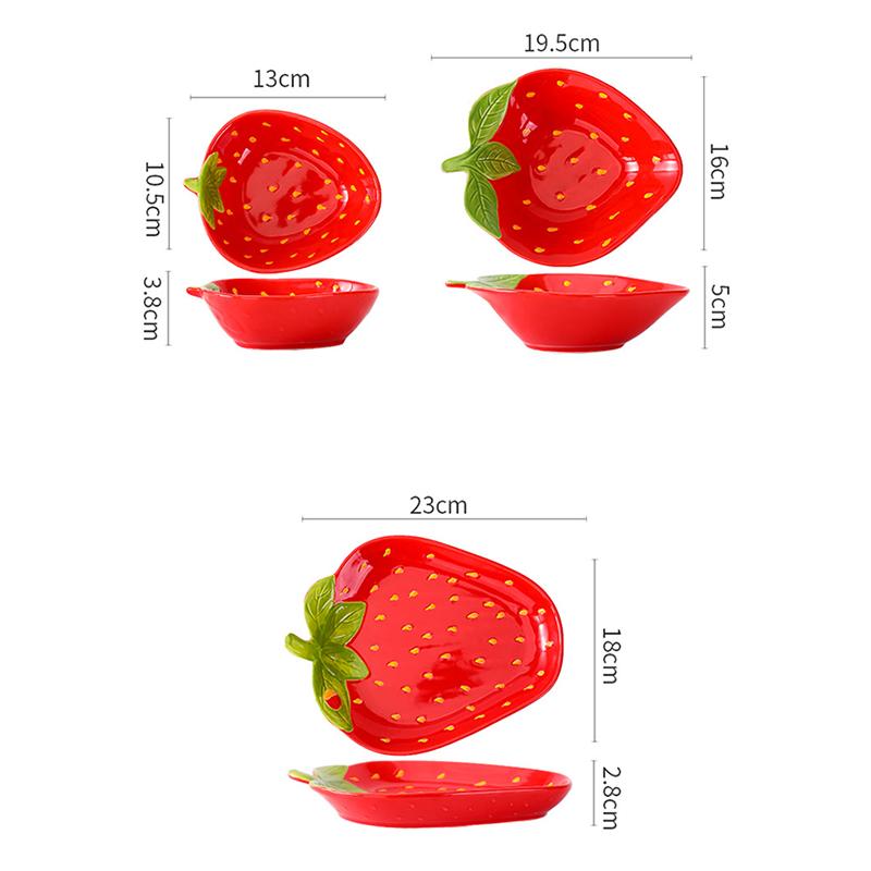 Creative Ceramic Strawberry Plate Red Fruit Cutlery Home Dessert Fruit Salad Bowl Kitchen Sauce Dishes Kitchen Dinner Plate New