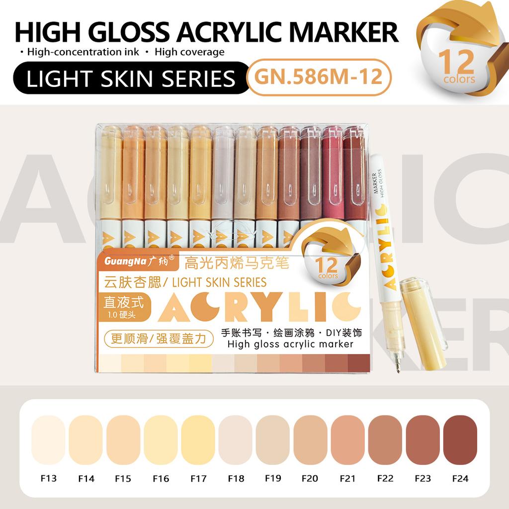 12 Colors Acrylic Paint Pens Markers Brush Tip Paint Markers For Rock Painting Wood Canvas Stone,Christmas Gift DIY Crafts