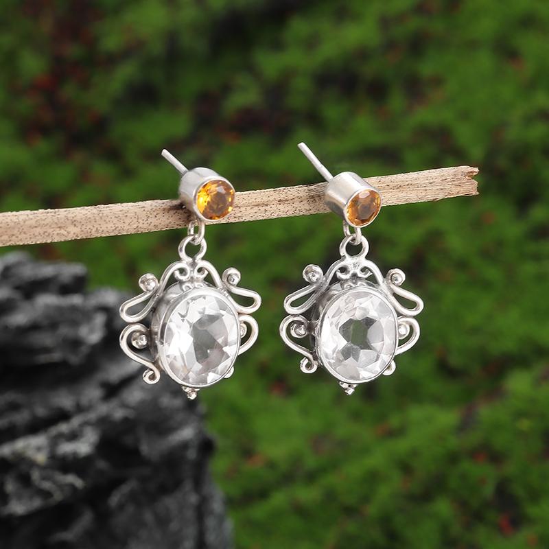 Retro Ethnic Style Red Zircon Earrings for Women, Elegant Earrings Accessories
