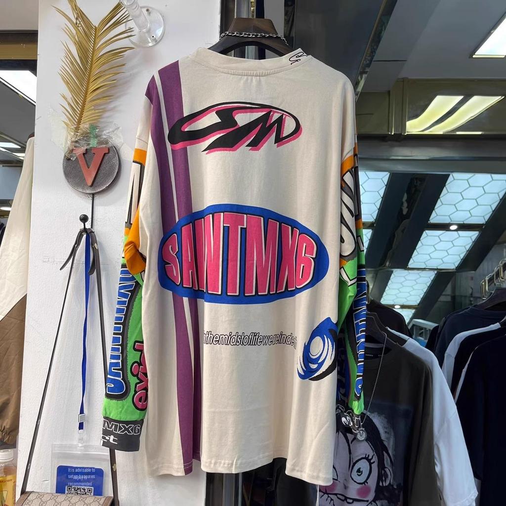 T-shirt damski plus size z nadrukiem graffiti, z okrągłym dekoltem i długim rękawem - Odmładzający luźny krój, 2-300 catties