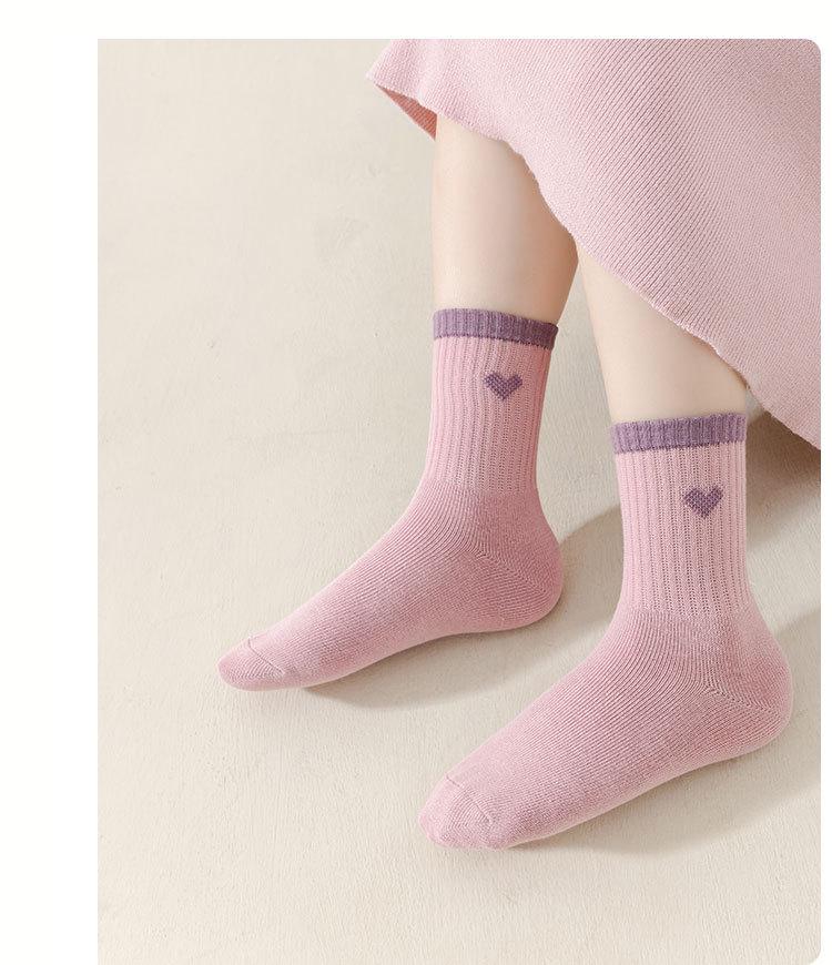 Girls’ Boneless Cotton Mid-Calf Socks - Breathable, Deodorant, Spring/Autumn Style