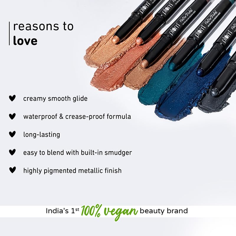 Plum NaturStudio On-The-Go Eyeshadow Stick 1.2g Pack Of 1 | Waterproof Metallic Finish | Highly Pigmented With Smudger