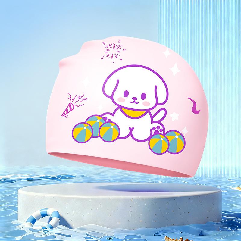 New Children's Cartoon Swimming Cap Cute Dolphin Waterproof Ear Protection Swimming Caps Kids Hot Spring Swimming Equipment