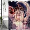 Christmas Pink House Snowman Santa Claus Shower Curtain, Bathroom Decorative Shower Curtain, Waterproof Shower Curtain with Hook