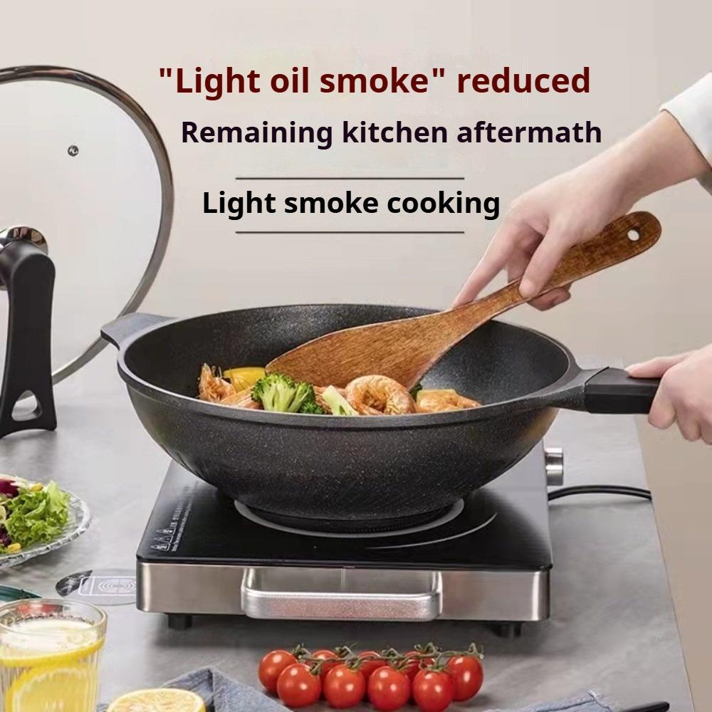 KOSUN Nonstick Wok with Lid Gas Stove Induction Cooker Universal Flat Pan Chefs Pans for Household Cookware Kitchen Frying Pan