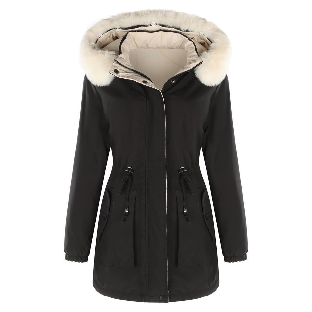 Removable Cap, Long-sleeved Zipper, Thick Cotton-padded Jacket, Fur Collar Pie, Overcome Women