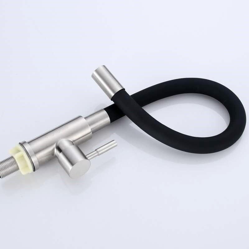 Household Sink Single Cold Water Tap Kitchen Silicone Tube Faucet Stainless Steel Universal Rotating Faucet