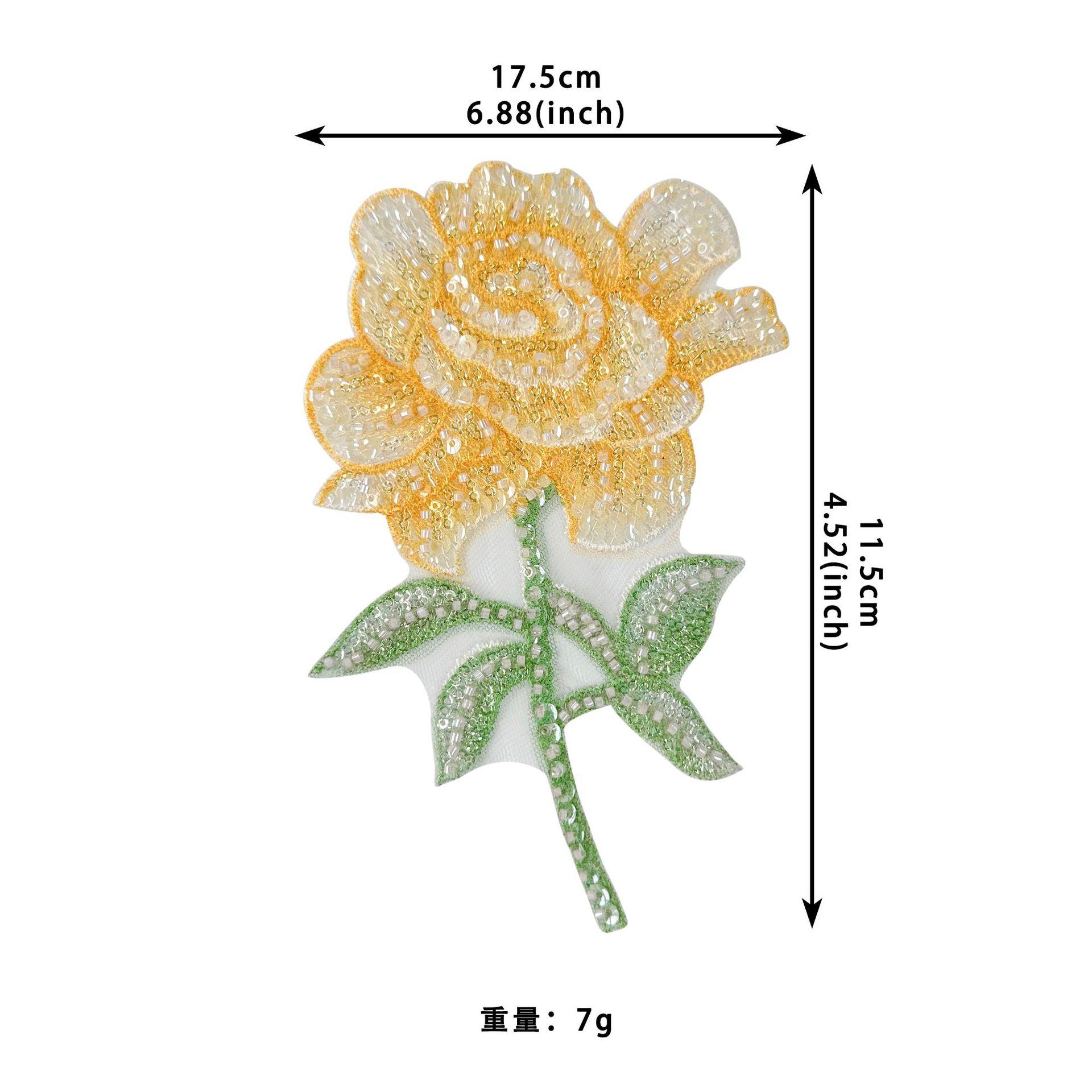 

Тяжелая промышленность Ручная работа Бисером Пайетки Многоцветный Трехмерная Вышивка Роза Топ Футболка Декоративная Тканевая Наклейка Аксессуары HYQ1004 yellow