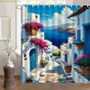 2D Flat, 2D Flat, One Piece of 2D Flat-Printed Shower Curtain Featuring a Mediterranean City Alley Design - Made from High-Qua