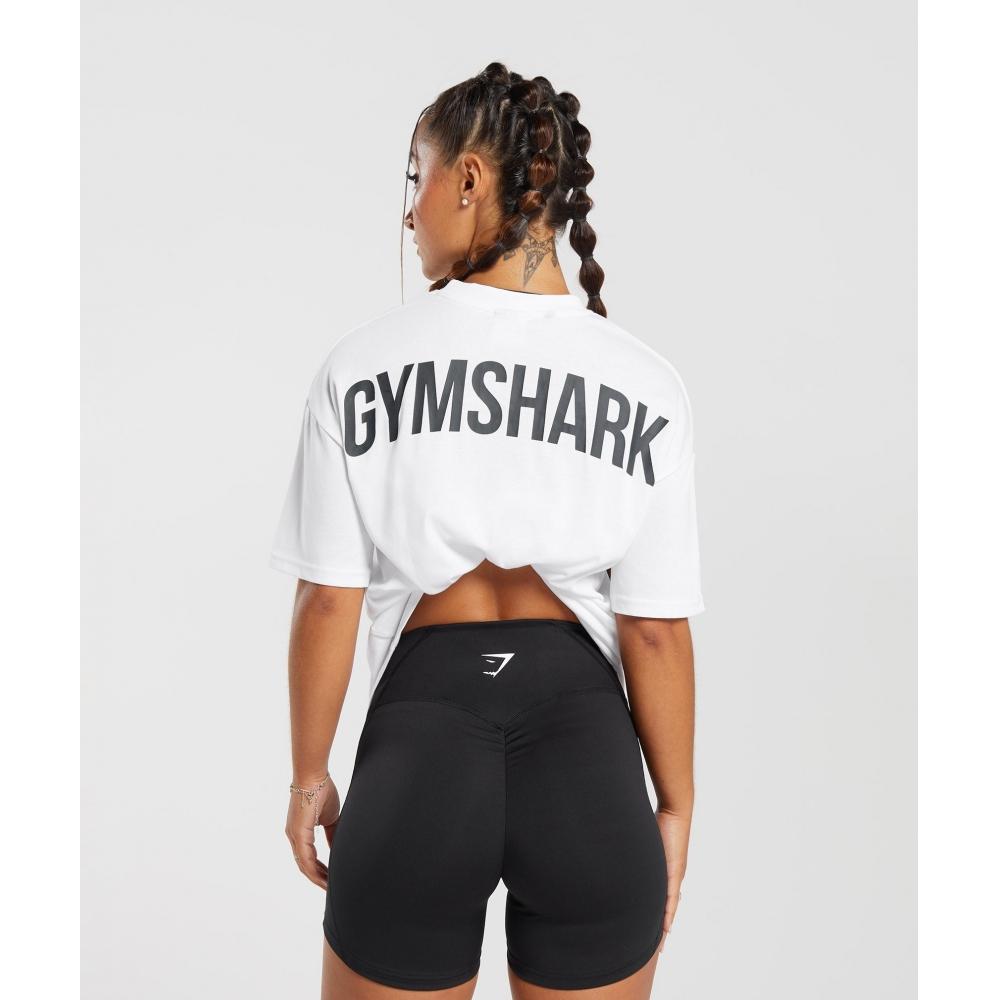 Gymshark Camiseta Gs Power Oversized blanca B4a7o Wb57