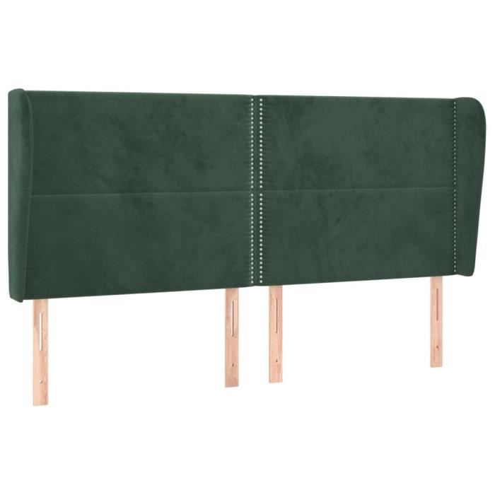 VidaXL Tête de lit avec oreilles Vert foncé 183x23x118-128 cm Velours3117879