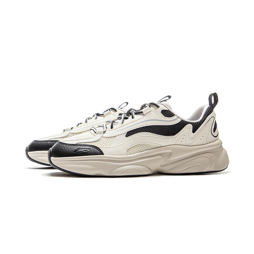 Li Ning Milk Coconut Versatile Retro Thick Sole Fashion Trend Shock Absorption Non-Slip Wear-Resistant Support Low-Top Dad Shoes AGCV129-1