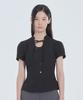 Mausolleum String Tie Double Button Blouse - Black