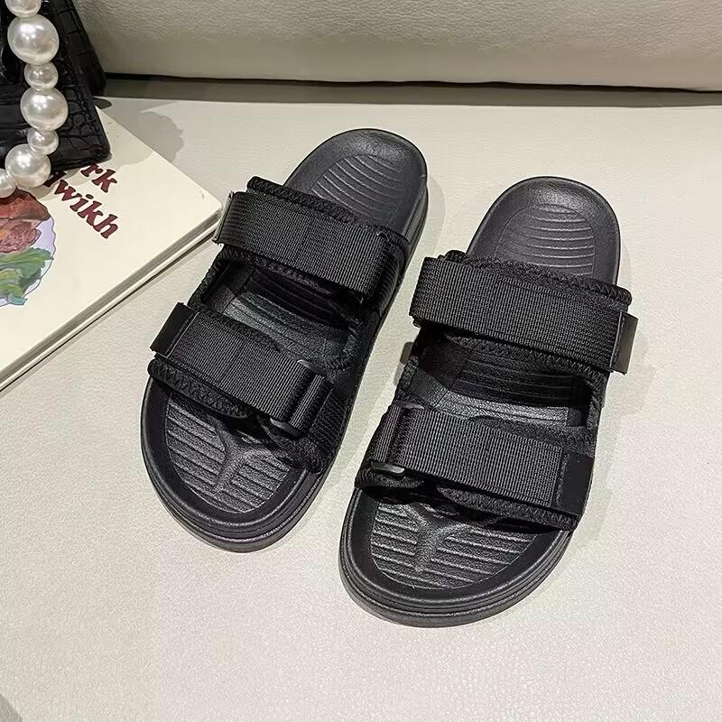 

Летние мужские модные пляжные шлепанцы: Тренд на волшебный ленточный бинт 43-44 чёрный