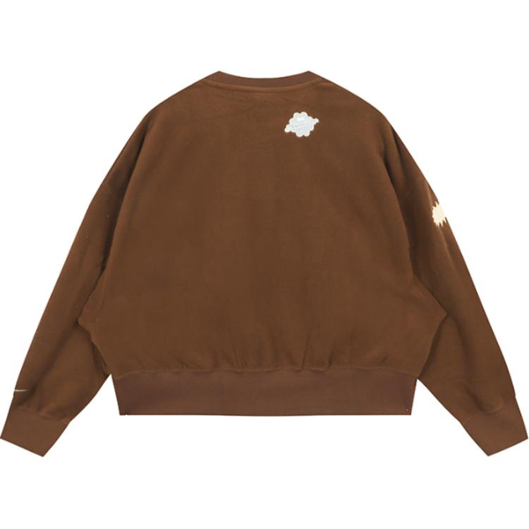 Nike X Naomi Osaka Embroidered Logo Crew Neck Fleece Long Sleeve Sweatshirt Women Tops Surprise-Cocoa FD5505-259