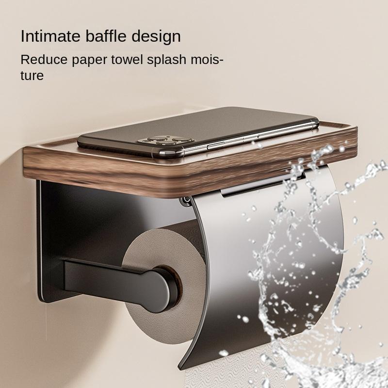 Walnut Bathroom Toilet Paper Holder Without Punching Toilet Solid Wood Tissue Box Tissue Holder Storage Rack