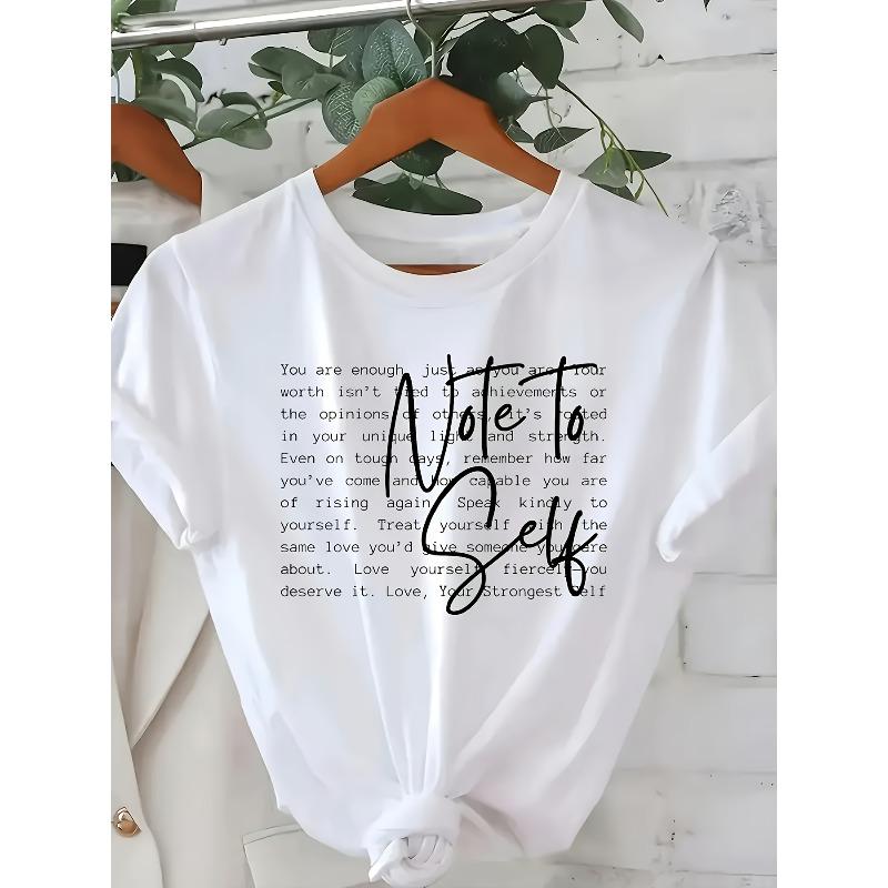 

Европейский размер Плюс сайз, Базовая футболка для самолюбия - Блок-принт с аффирмацией Самый сильный Я , Дизайн с узлом по низу для тренировок и Путешествий к личностному росту S белый