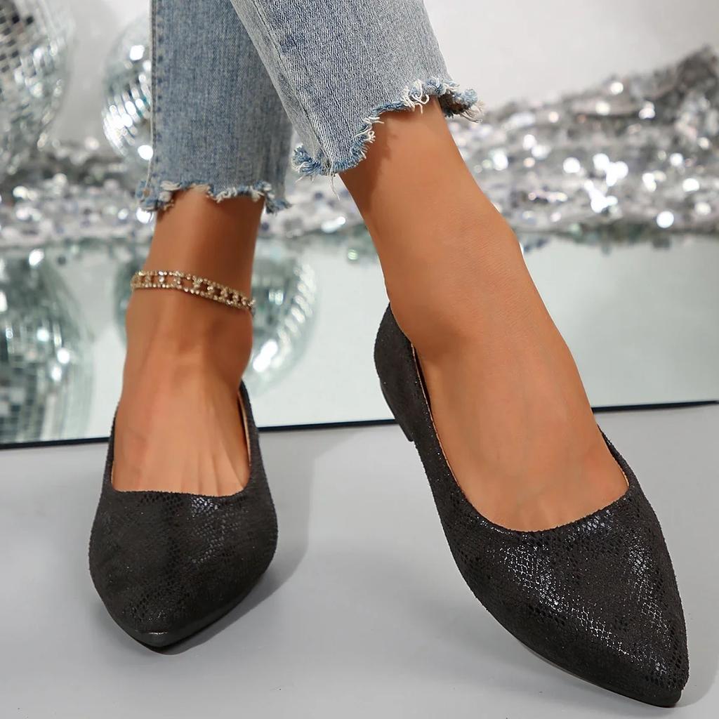 2024 Dámské boty Mělké dámské baleríny Horký výprodej Plus size Jednobarevné ležérní ploché boty Sexy špičatá špička Plochá nízká pata