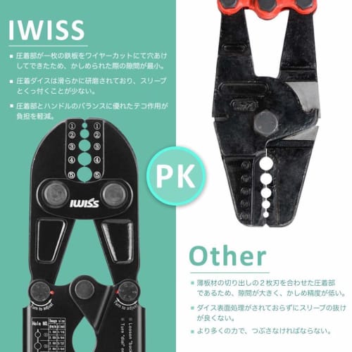 IWISS Oval Sleeve Wire Rope Cutter, Aluminum Sleeve Crimping Machine, Crimps and Cuts 1.58mm-5.0mm, IWS-1608B/CWR60
