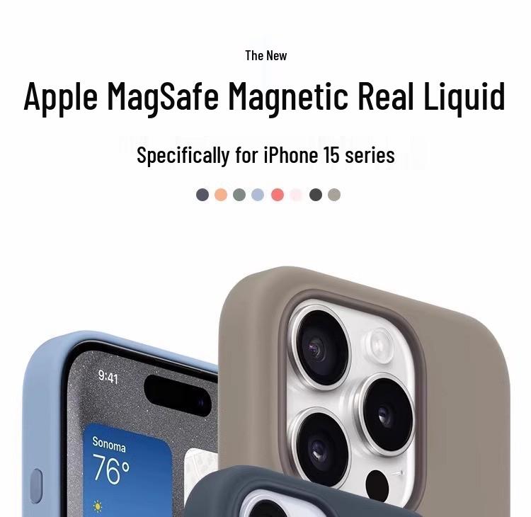 Unisex Liquid Silicone Magnetic Phone Case for iPhone 15/15 Pro Max, Drop-Proof