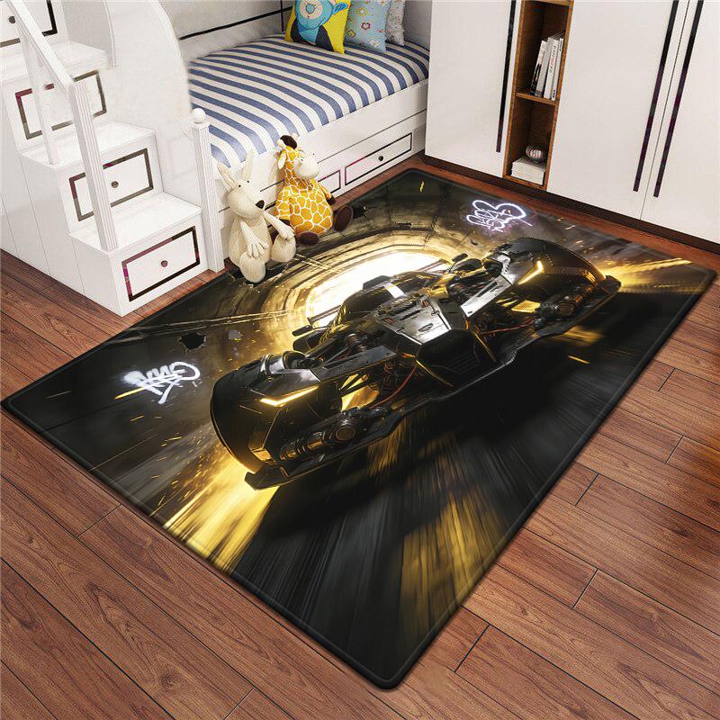 Racing Car Rug Multi-size Anti-Slip Polyester Carpet High-Definition Sport Car Print Modern Living Room Kids Game Room Decor Mat