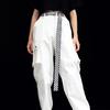 Checkerboard Couple Belt Black White Plaid Long Canvas Belt Waistband